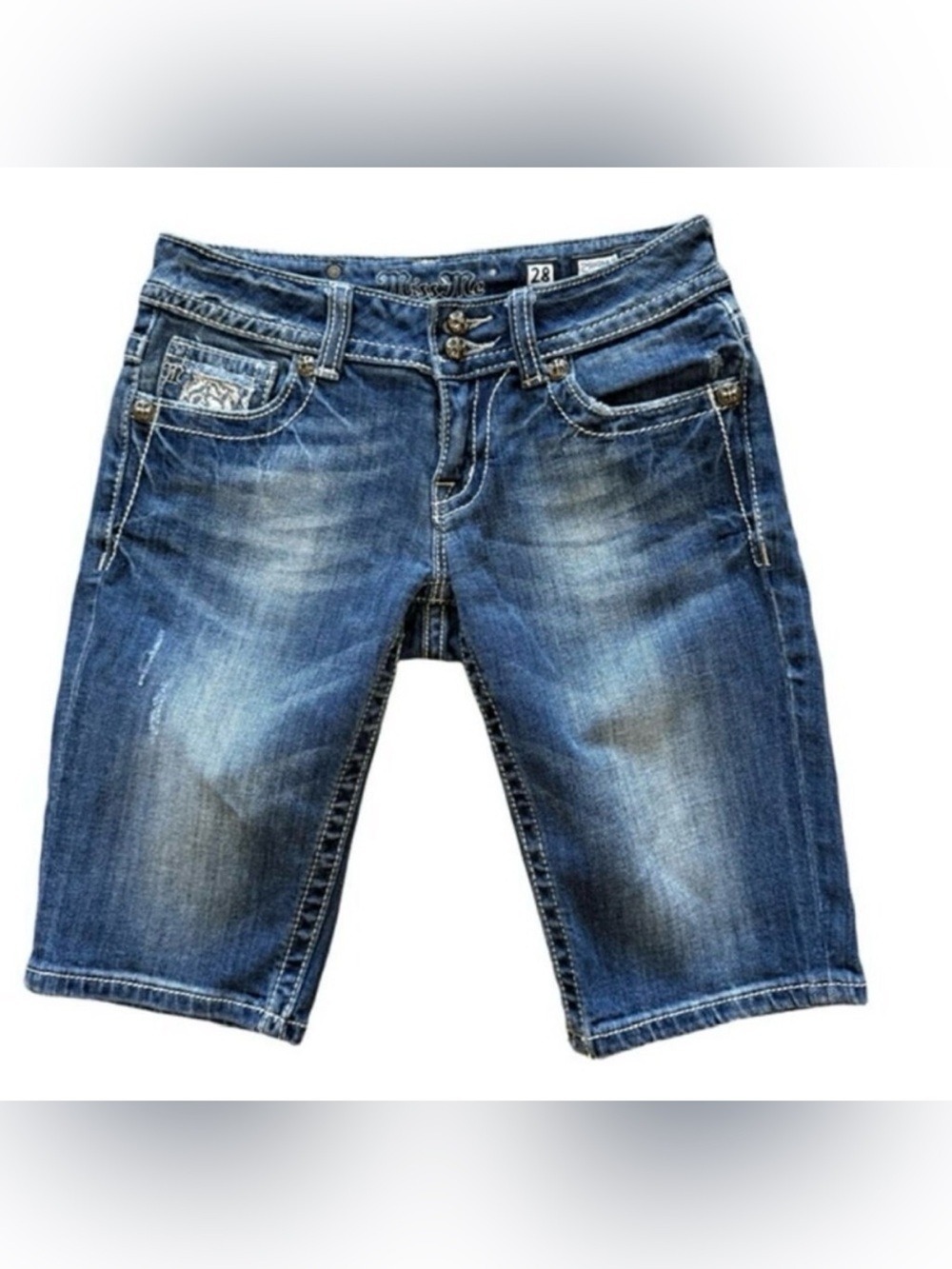 MISS ME Bermuda Jean Shorts Size 28 Low Rise Denim